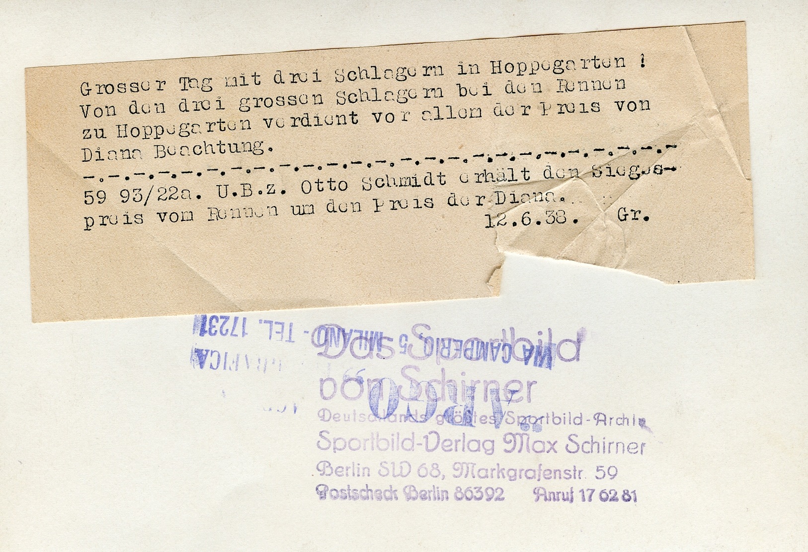 Giugno 1938 - Otto Shmidt Emporio del tempo - Equitazione